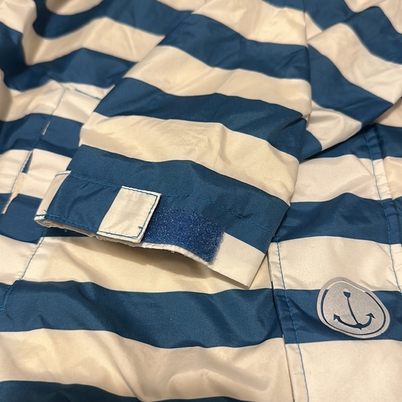 USED-Hooded Jackets Striped Cotton Lined Windbreaker Rain Coat Blue 6-7 - Picture 6 of 7